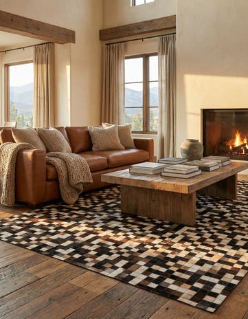 4' 9 x 8' Cowhide Leather Rug
