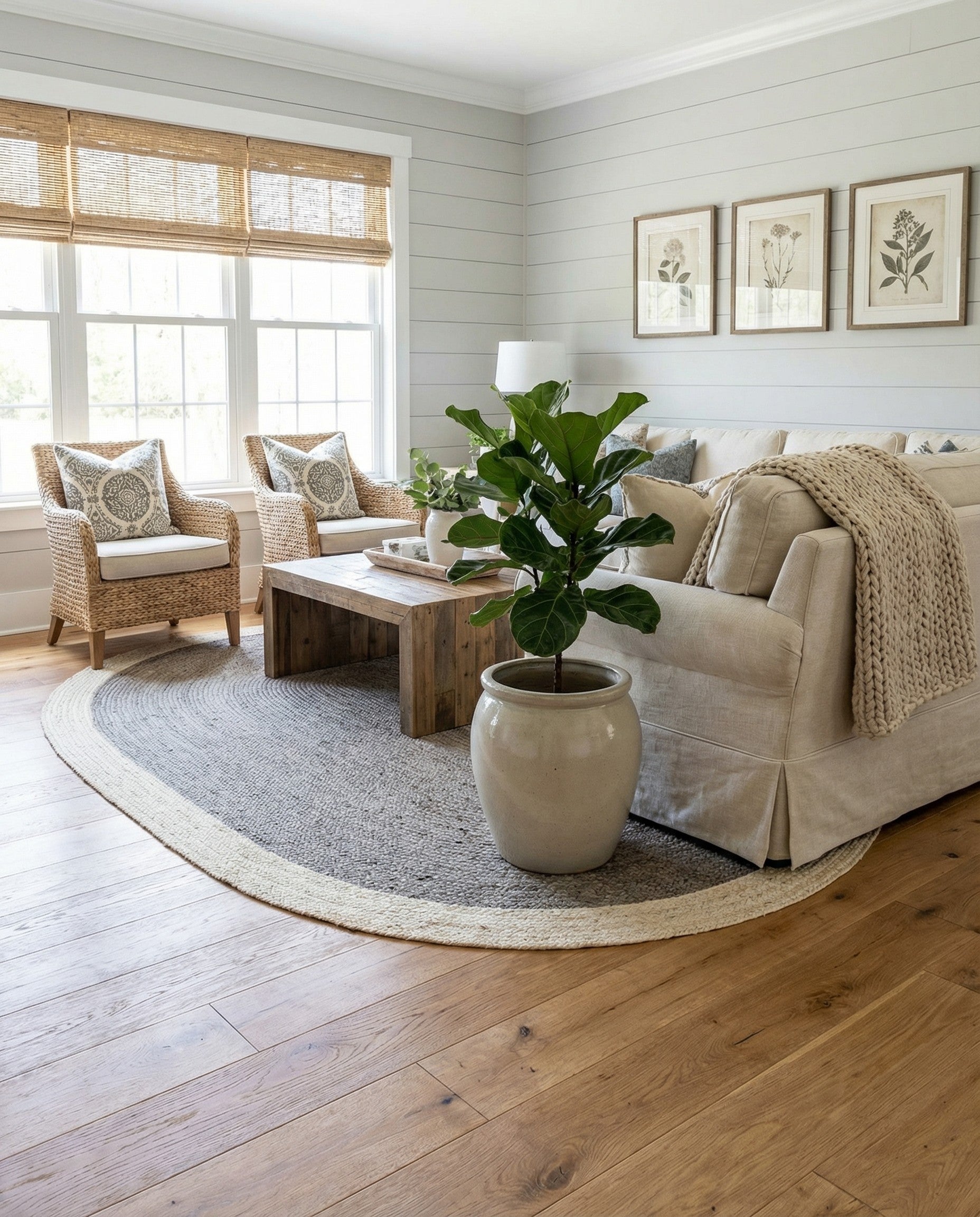  5' 1 x 8'  Hand Braided Jute Oval Rug