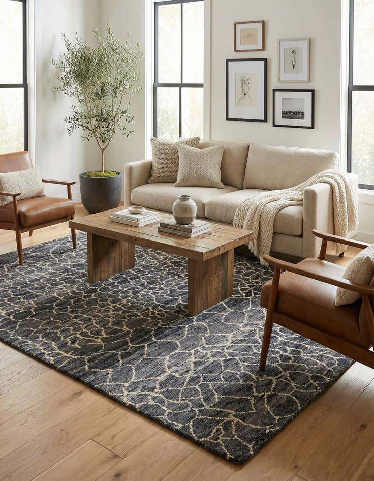 Detail image of 5' 7 x 8'  Hand Knotted Moroccan Wool Rug