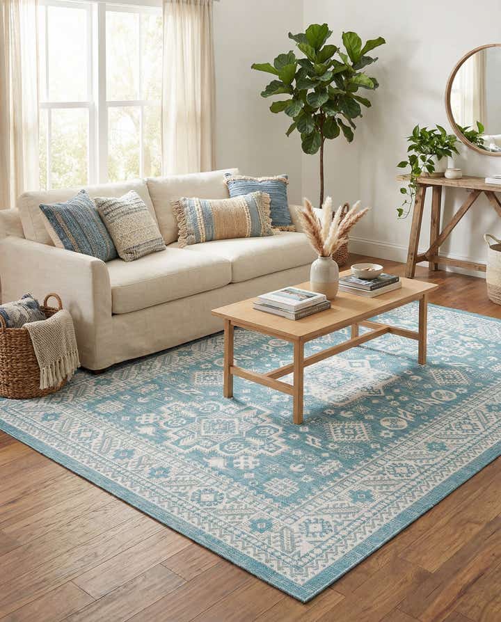 7' x 10' Easy-Clean Aztec Indoor / Outdoor Rug