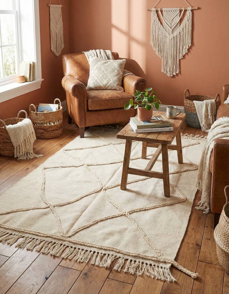 Detail image of 3' 5 x 5' 1  Hand Knotted Moroccan Wool Rug