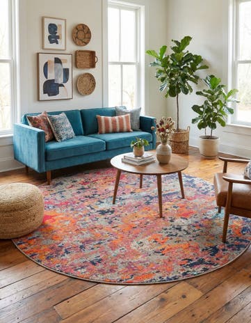 7' x 7' Washable Vivid Round Rug