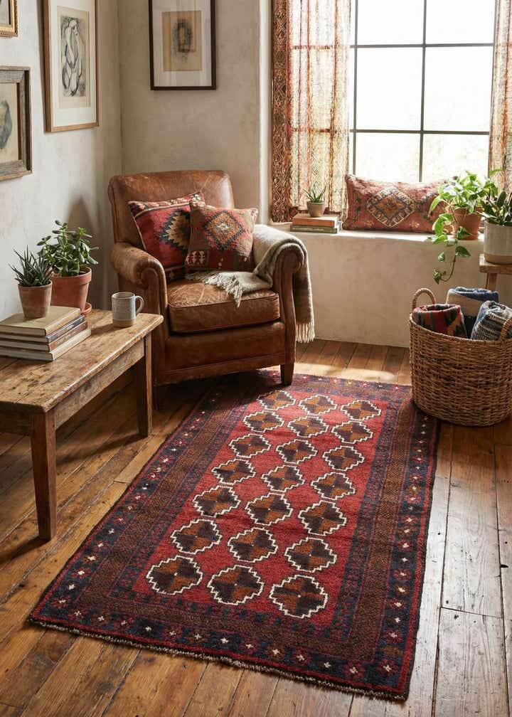 2' 8 x 4' 10 Hand Knotted Balouch Persian Wool Rug