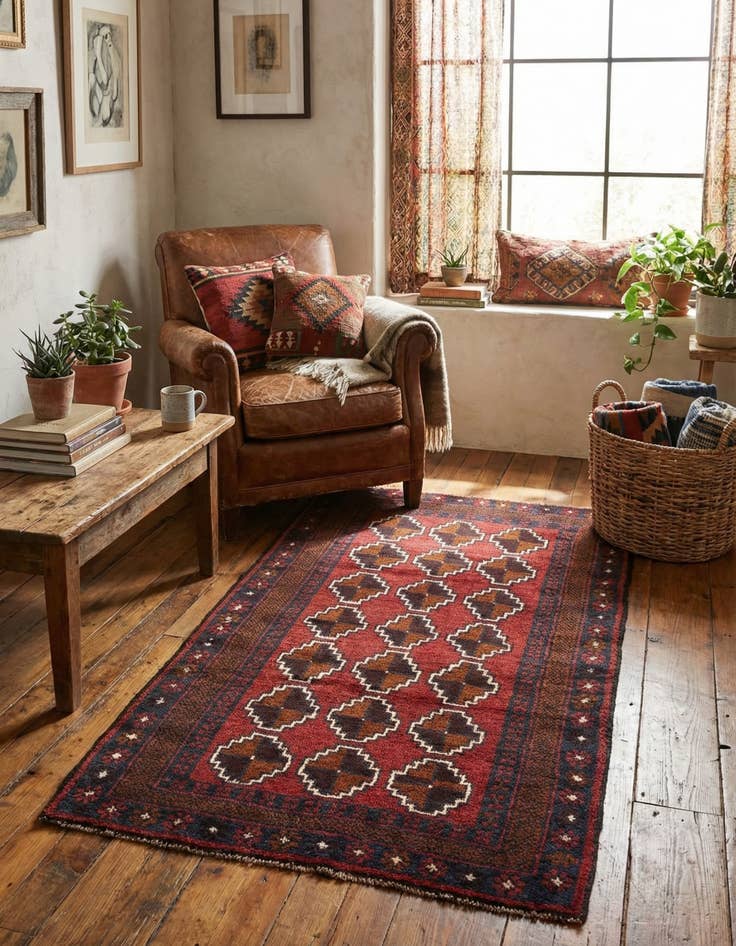 Detail image of 2' 8 x 4' 10  Hand Knotted Balouch Persian Wool Rug