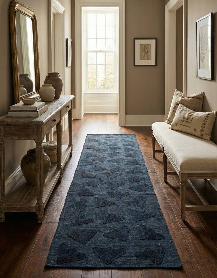 Detail image of 2' 8 x 9' 3  Hand Woven Kilim Suzani Wool Runner Rug