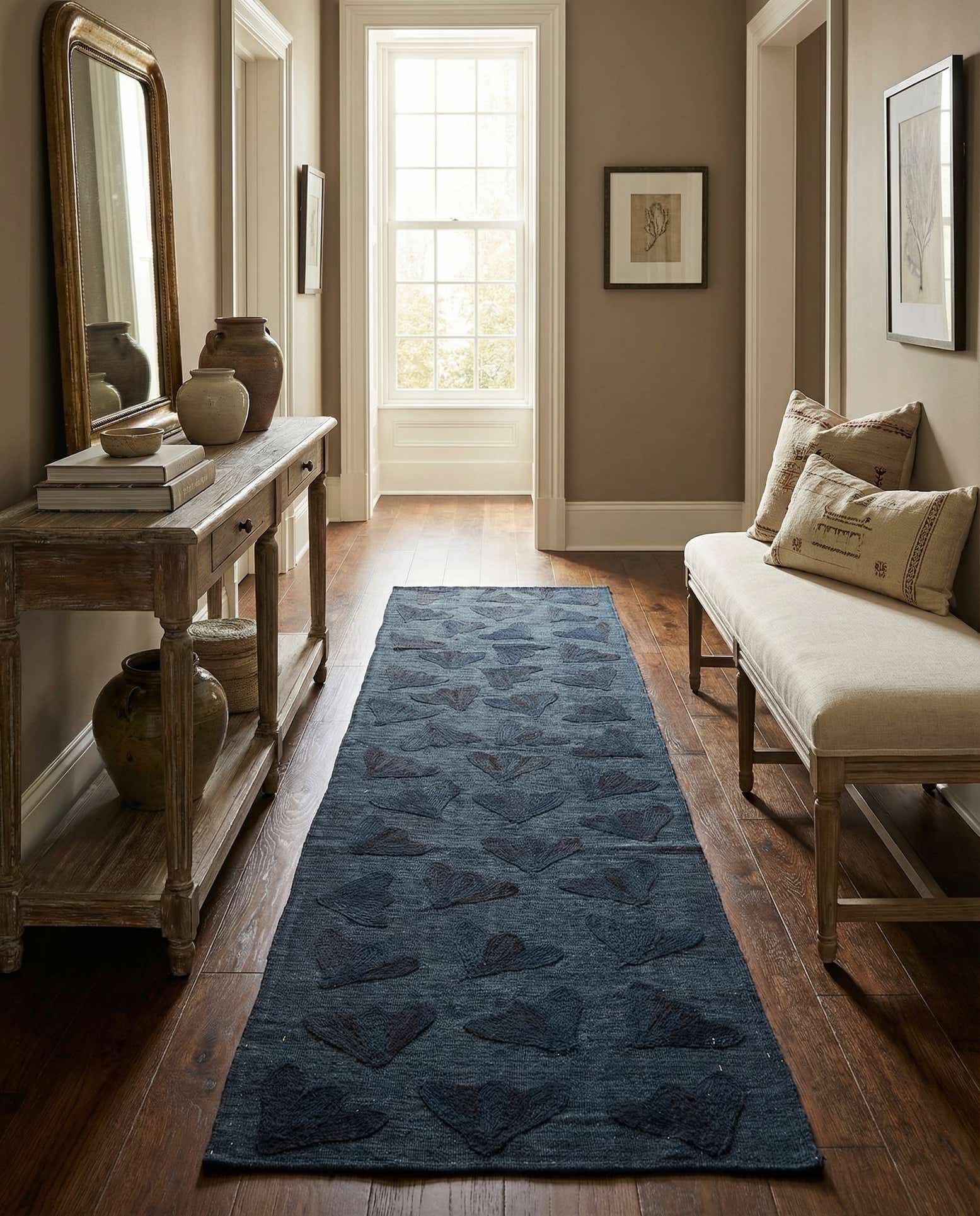 2' 8 x 9' 3 Hand Woven Kilim Suzani Wool Runner Rug