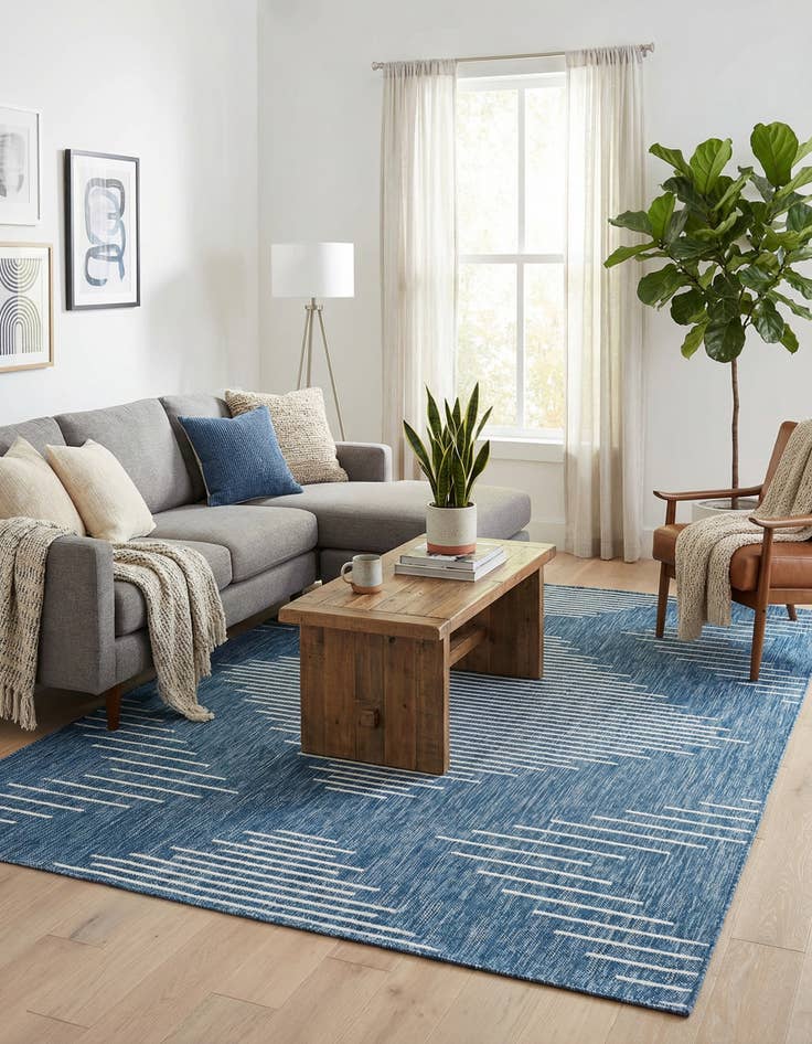 Detail image of  5' 3 x 8'  Washable Modern Indoor / Outdoor Rug