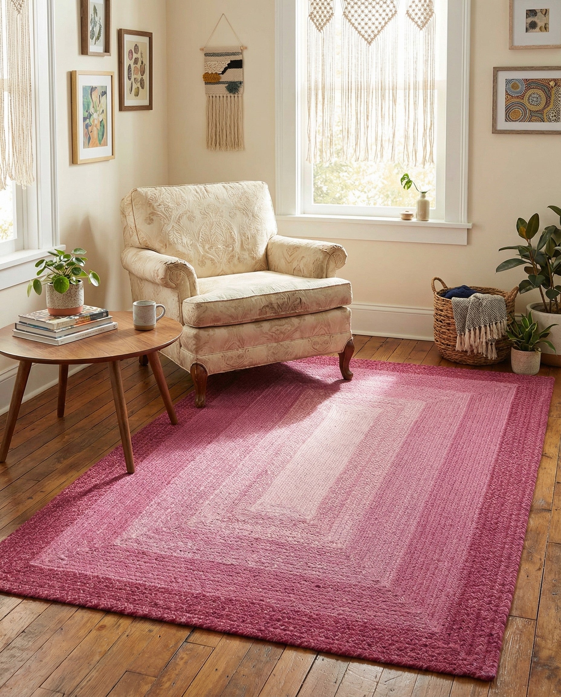  4' 1 x 6' 1  Hand Hand Braided Wool Rug