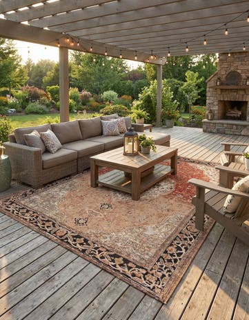 9' x 12' Easy-Clean Traditional Indoor / Outdoor Rug