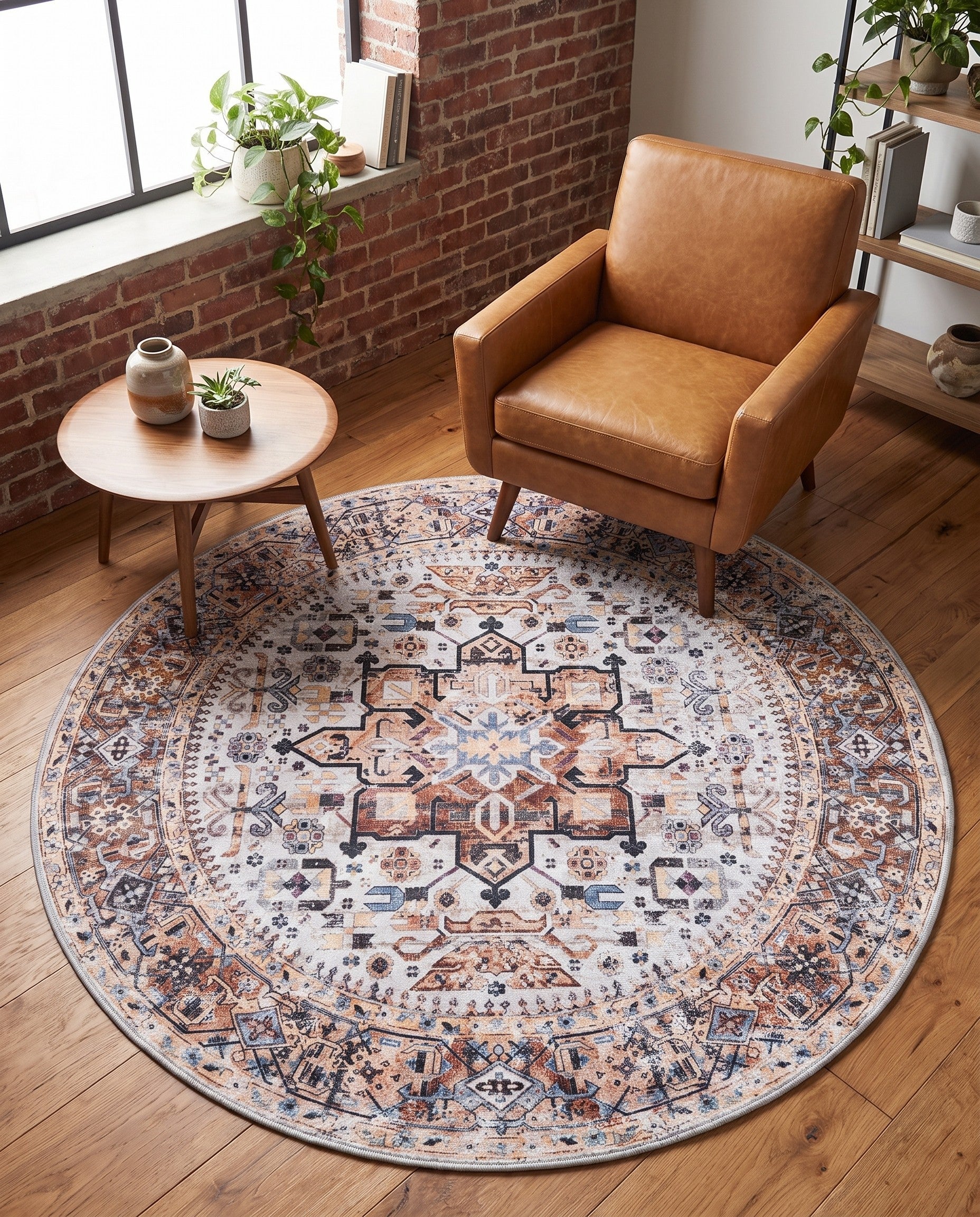 5' 3 x 5' 3 Washable Yara Round Rug