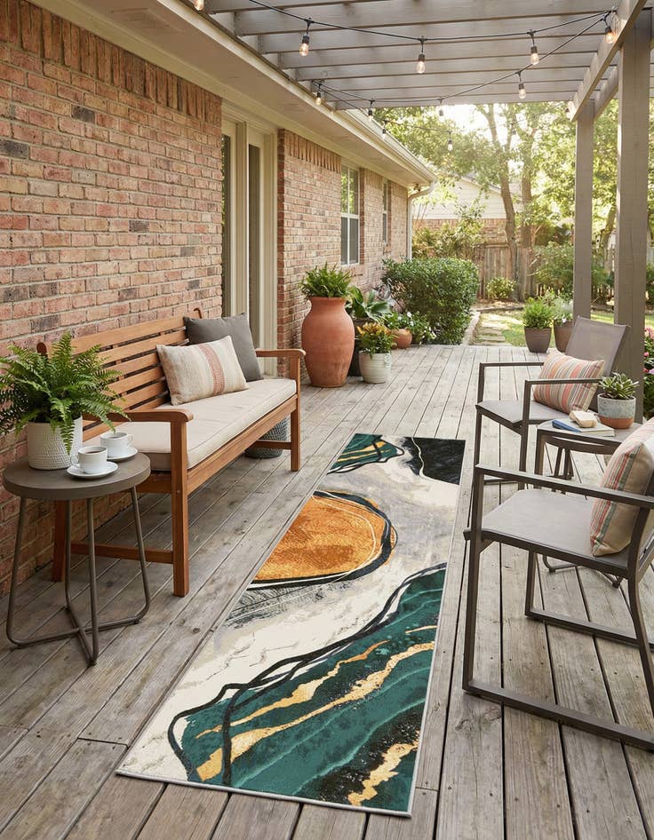 Detail image of 2' 7 x 12'  Washable Modern Indoor / Outdoor Runner Rug