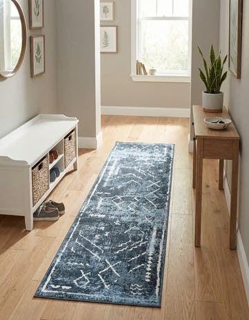 Navy Blue Kamala Washable Runner Rug