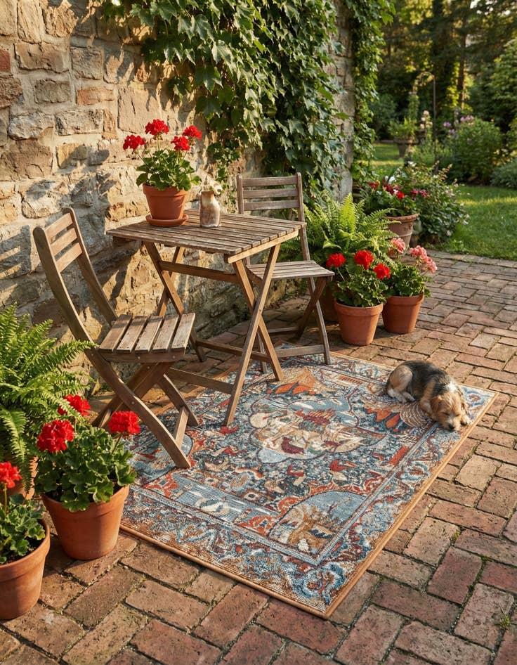 Detail image of  2' x 3'  Washable Traditional Indoor / Outdoor Rug