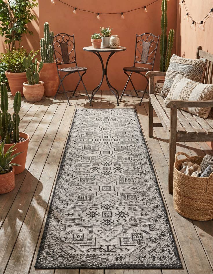 Detail image of 2' 7 x 10'  Washable Aztec Indoor / Outdoor Runner Rug