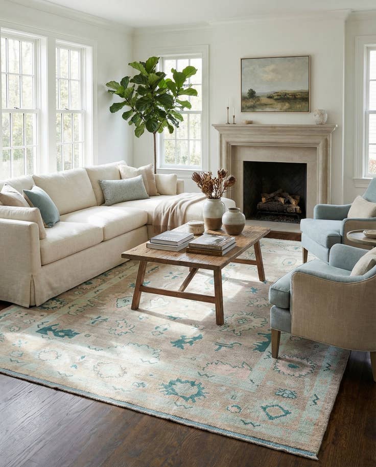 Detail image of 8' 6 x 12' 4 Hand Knotted Oushak Wool Rug