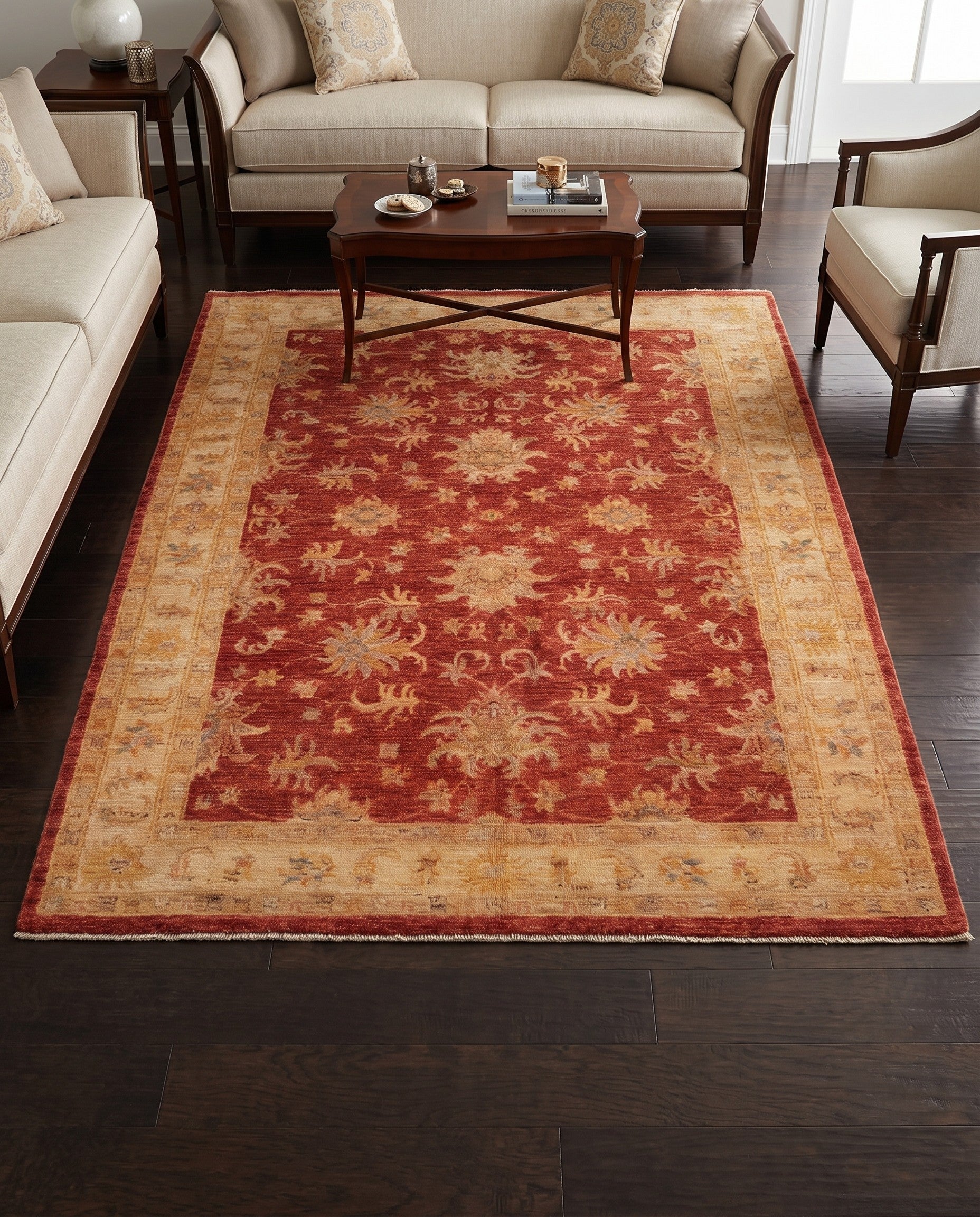 4' 11 x 6' 3 Hand Knotted Ziegler Rug
