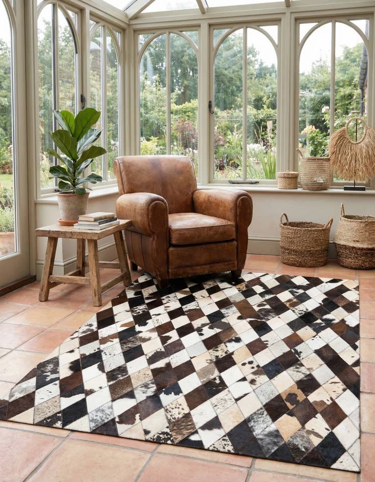 Detail image of 4' 1 x 5' 10 Cowhide Stocks Rug