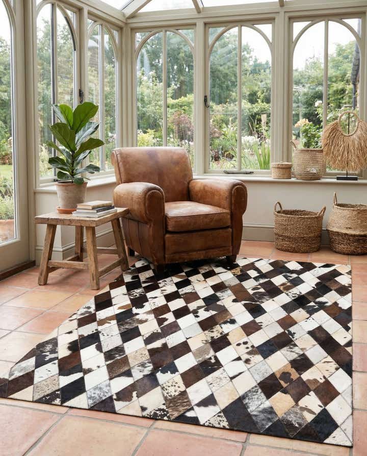 4' 1 x 5' 10 Cowhide Stocks Rug