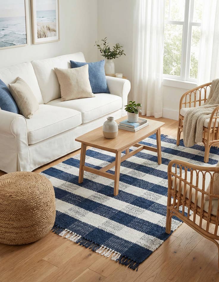 Detail image of  5' 3 x 8' Eco Plaid   Washable Indoor / Outdoor Rug