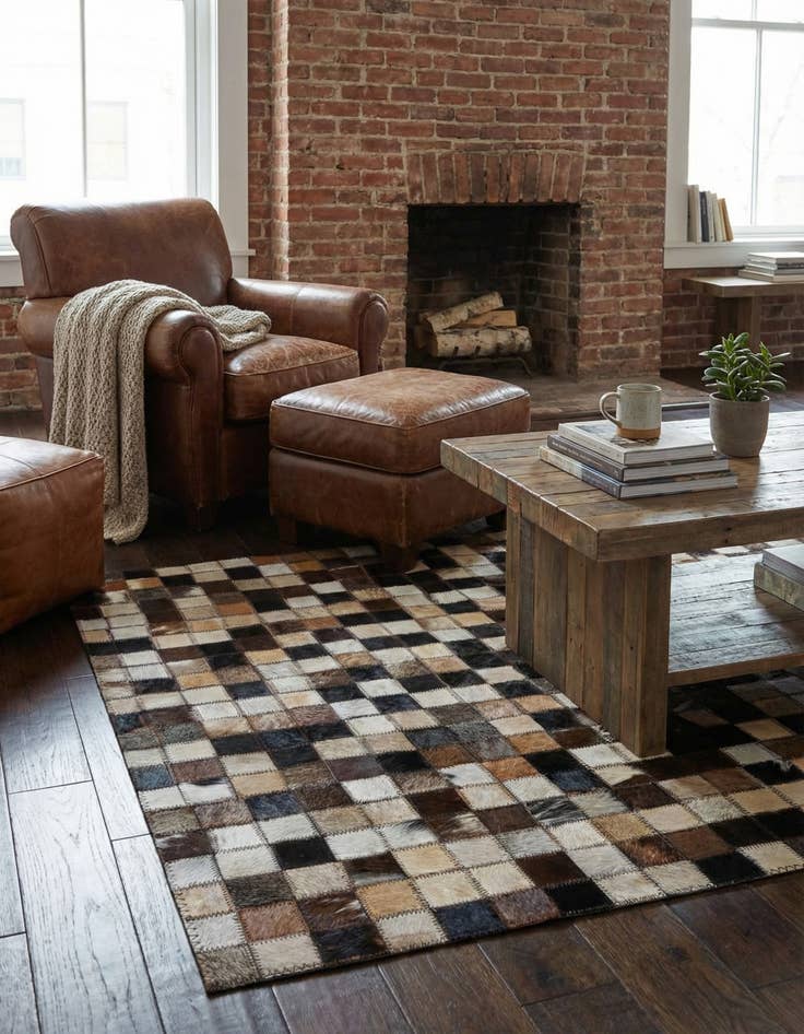 Detail image of 2' x 3' Cowhide Leather Rug