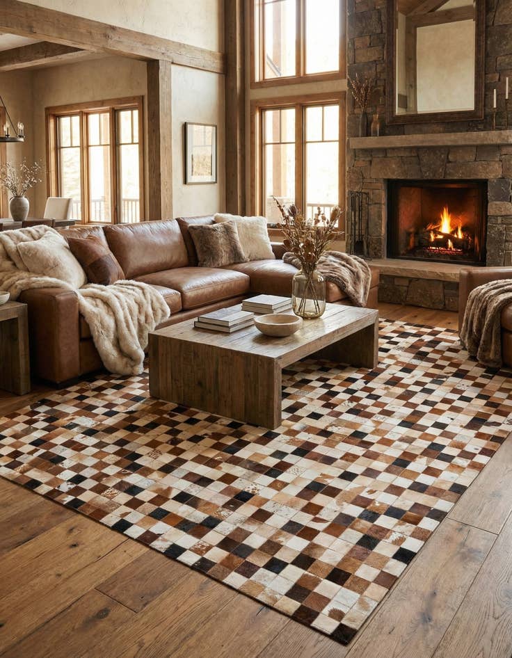 Detail image of  8' x 10' Cowhide Leather Rug