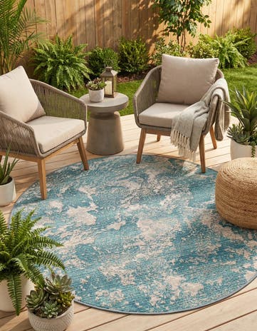 4' x 4' Easy-Clean Modern Indoor / Outdoor Round Rug