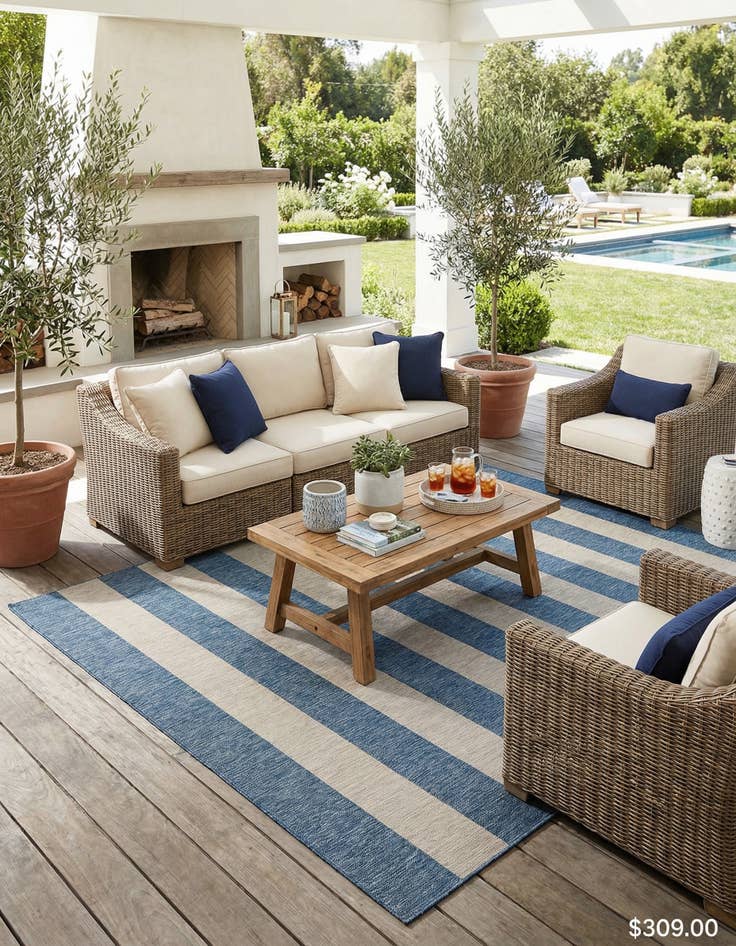 Detail image of  13' x 13'  Washable Ribbon Indoor / Outdoor Square Rug