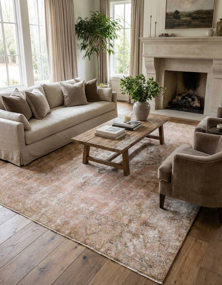 Detail image of  7' 10 x 11'  Hand Knotted Ultra Vintage Persian Wool Rug