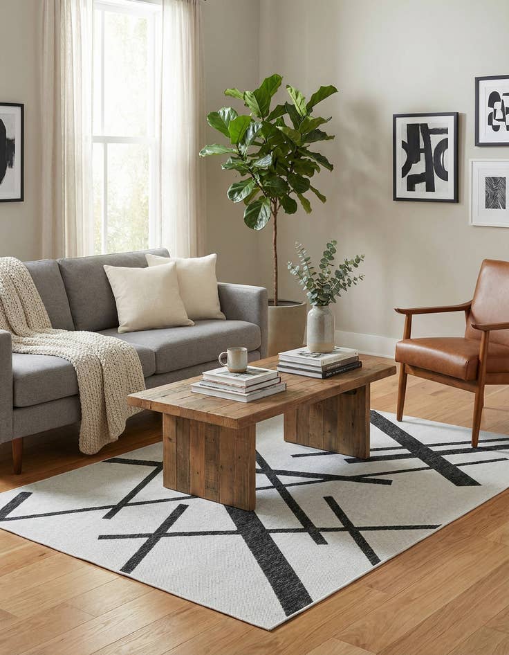 Detail image of 5' 3 x 8'  Washable Modern Indoor / Outdoor Rug