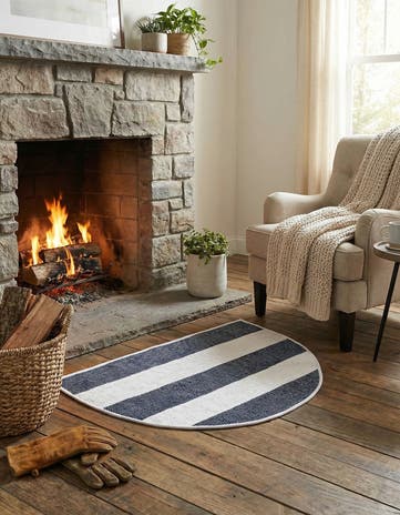 2' 2 x 3' 7 Hand Woven Chindi Rag Hearth Rug