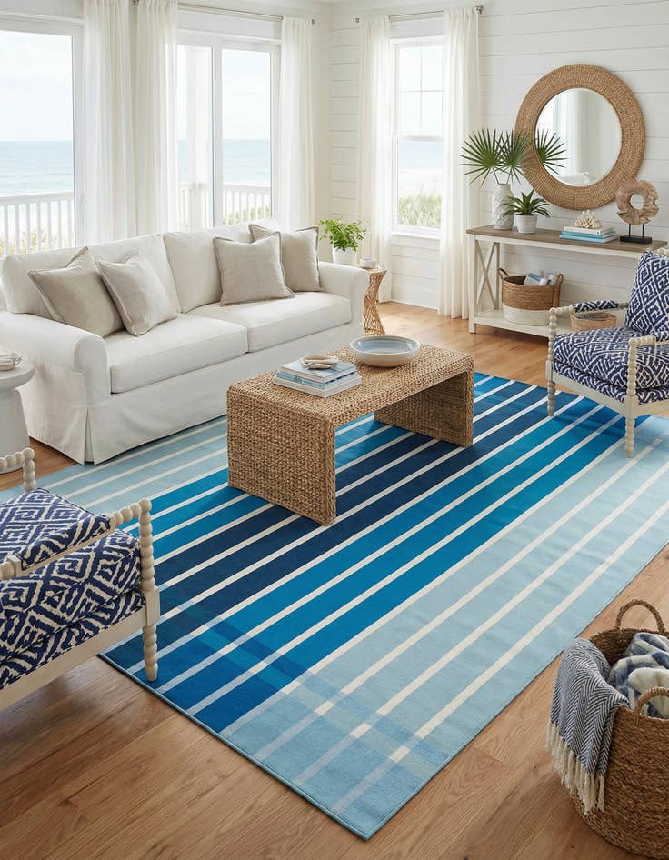 Detail image of 10' x 13'  Washable Striped Indoor / Outdoor Rug