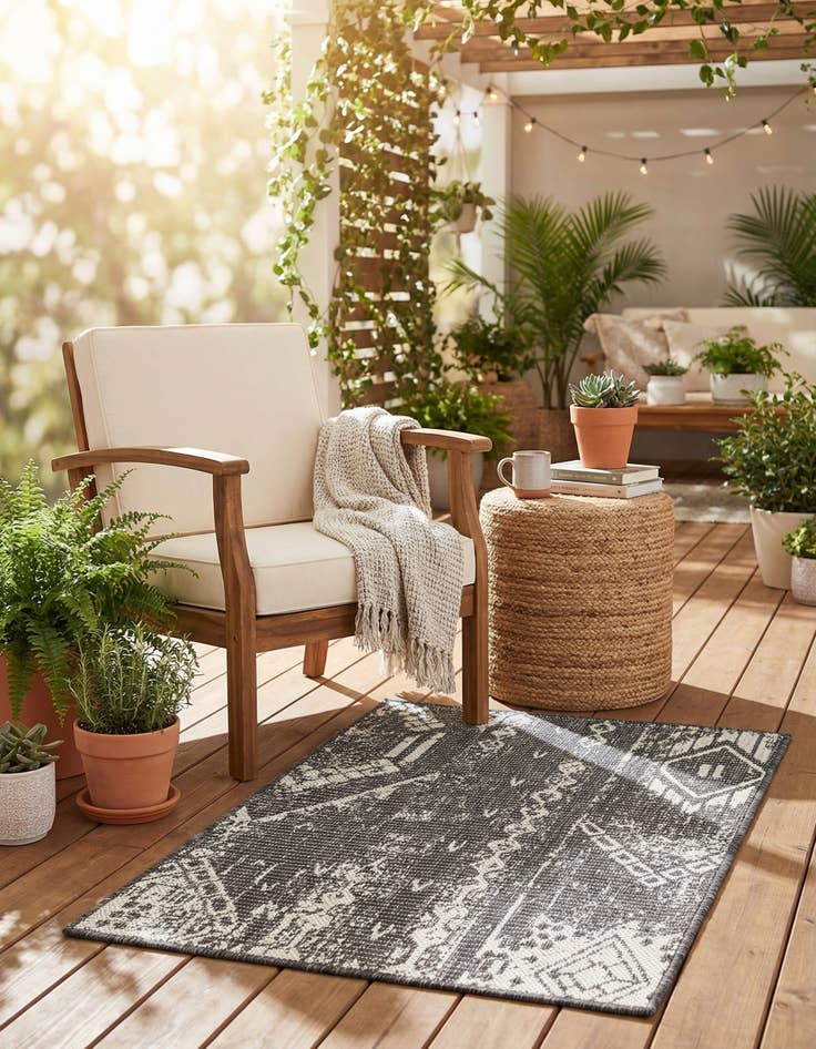 Detail image of 2' x 3'  Washable Bohemian Indoor / Outdoor Rug