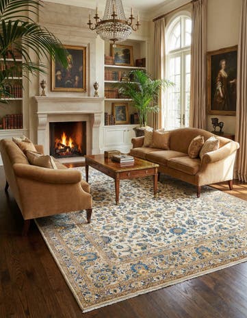 8' x 11' 7 Kashan Wool Rug
