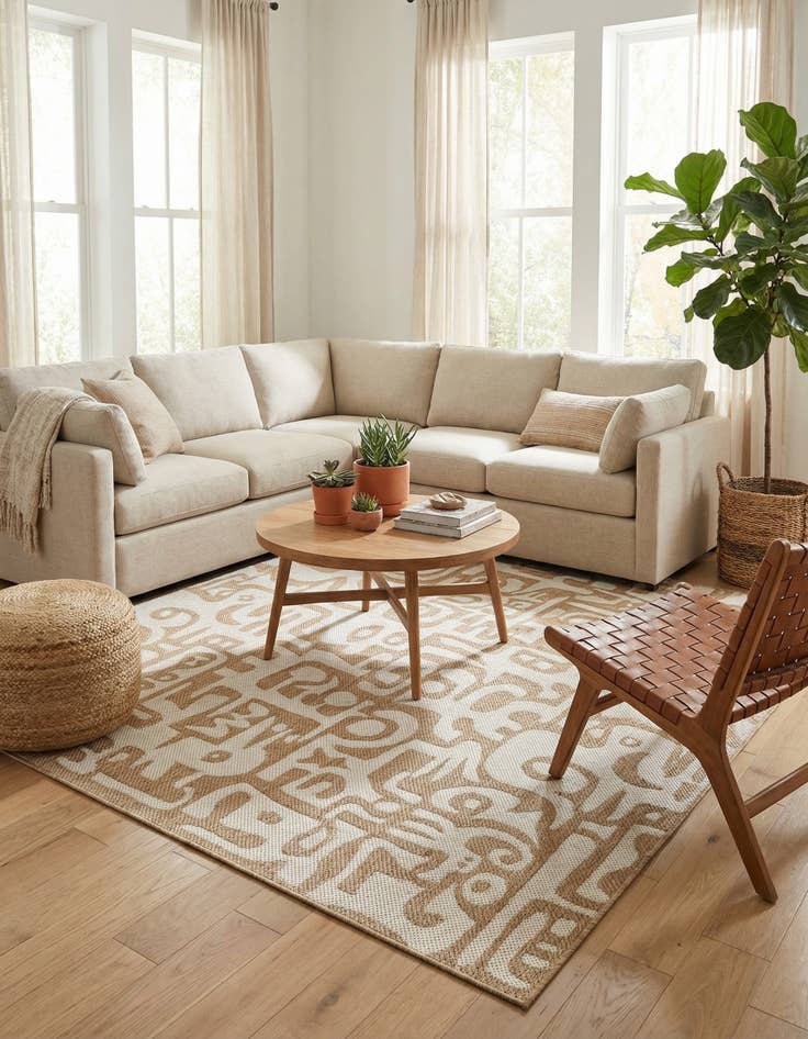 Detail image of  7' 10 x 7' 10  Washable Modern Indoor / Outdoor Square Rug