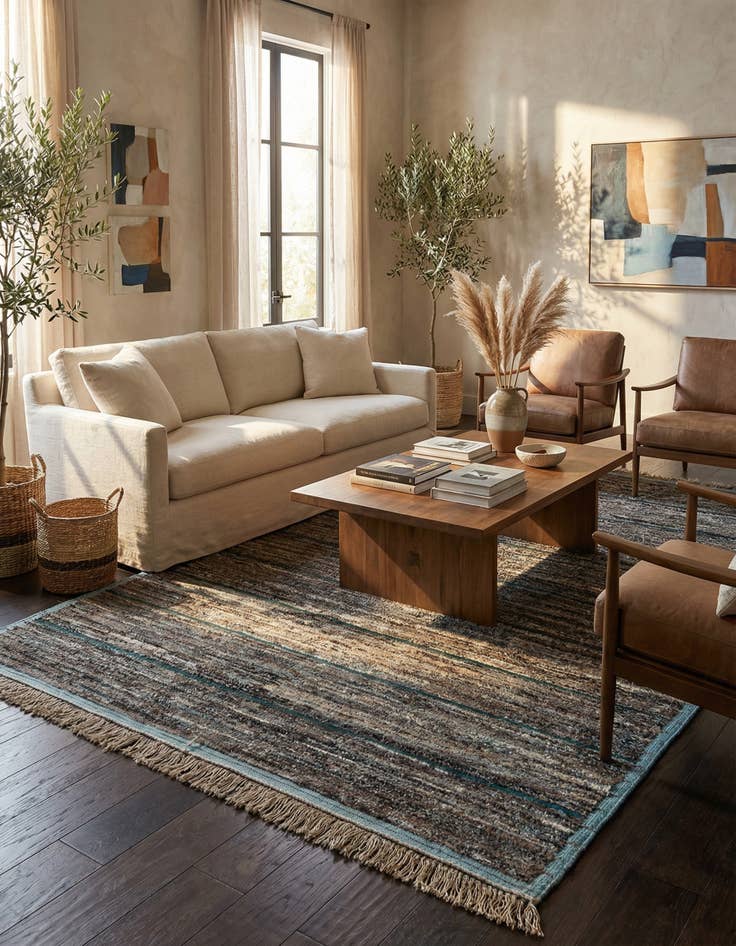 Detail image of 6' 2 x 9' 6  Hand Knotted Moroccan Wool Rug