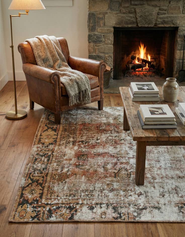 Detail image of  4' x 5' 10  Hand Knotted Ultra Vintage Persian Wool Rug