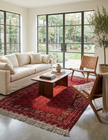 4' 1 x 6' 9 Hand Knotted Afghan Akhche Wool Rug