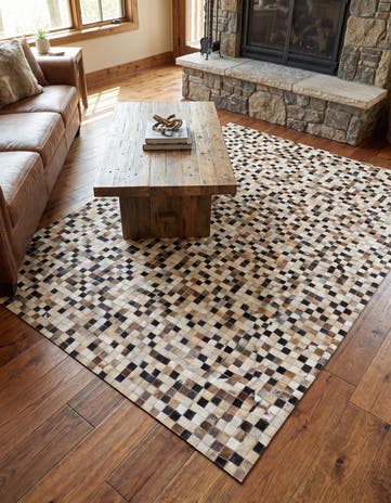 5' 1 x 8' Cowhide Leather Rug