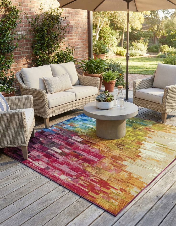 Detail image of 8' x 8'  Washable Modern Indoor / Outdoor Square Rug