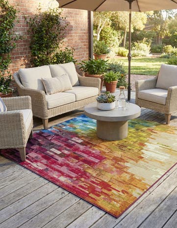 Easy-Clean Modern Indoor / Outdoor Square Rug
