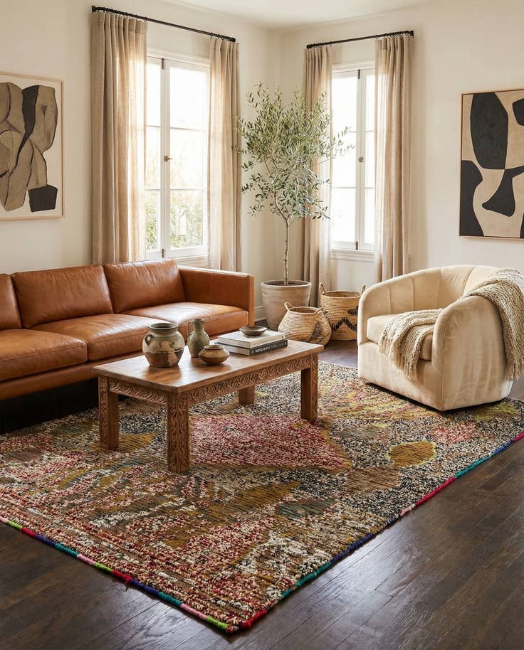 Detail image of 5' 1 x 7' 6 Hand Knotted Moroccan Wool Rug