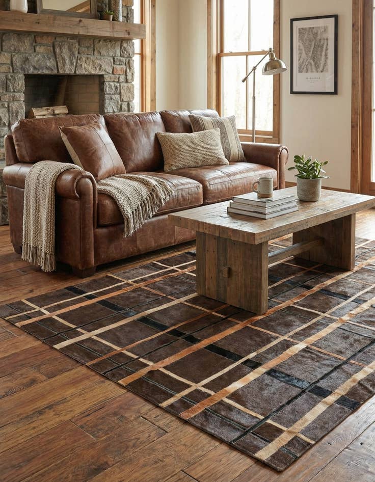 Detail image of 4' x 6' Cowhide Leather Rug