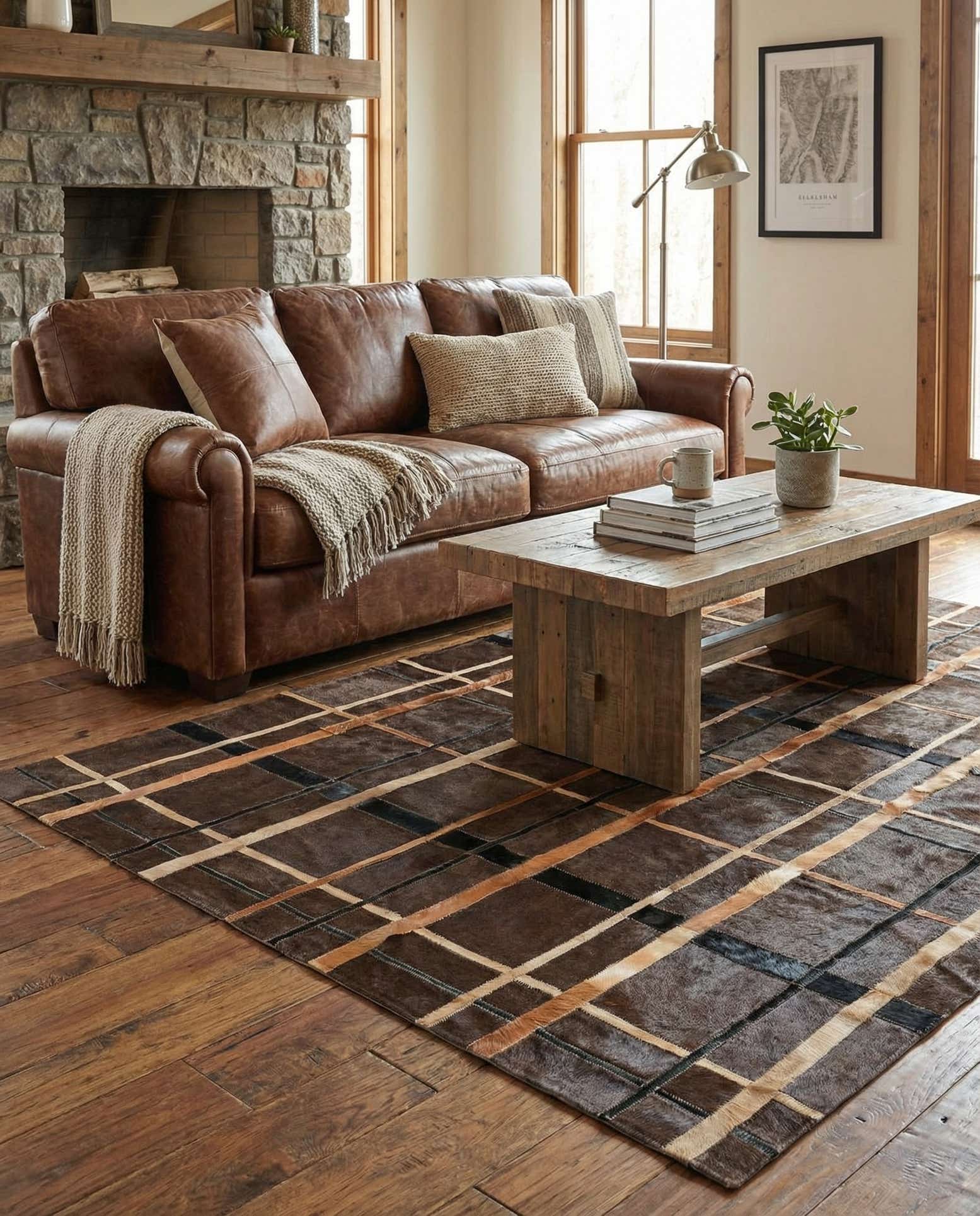 4' x 6' Cowhide Leather Rug