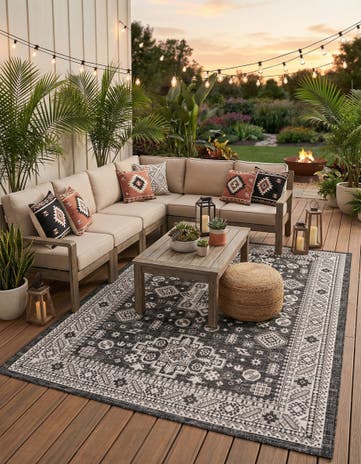 7' 10 x 11' Easy-Clean Aztec Indoor / Outdoor Rug