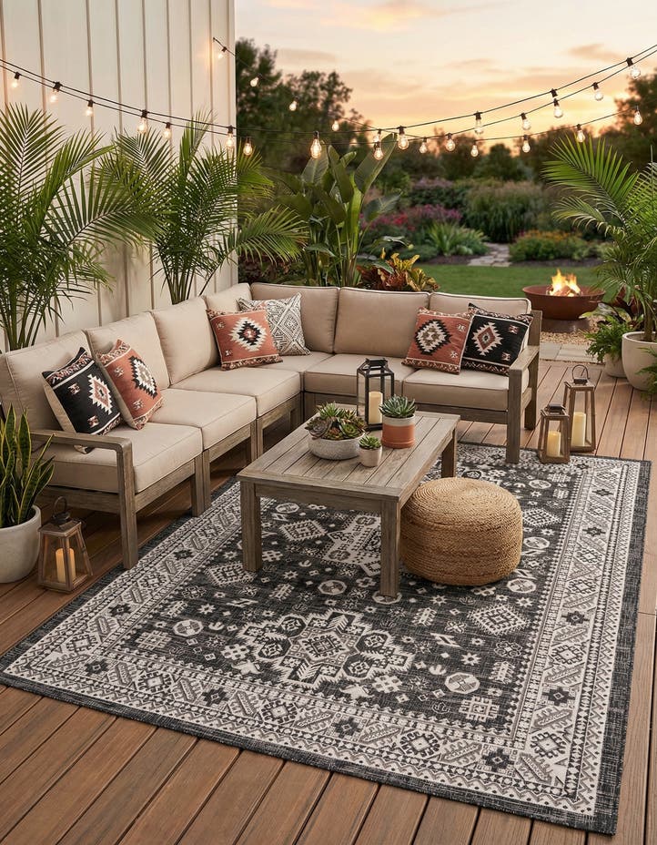 7' 10 x 11' Easy-Clean Aztec Indoor / Outdoor ...