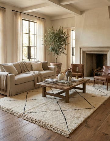 6' 7 x 8' 5 Hand Knotted Moroccan Wool Rug