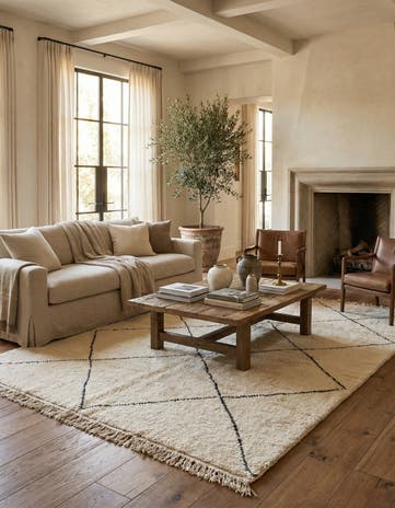 6' 7 x 8' 5 Hand Knotted Moroccan Wool Rug