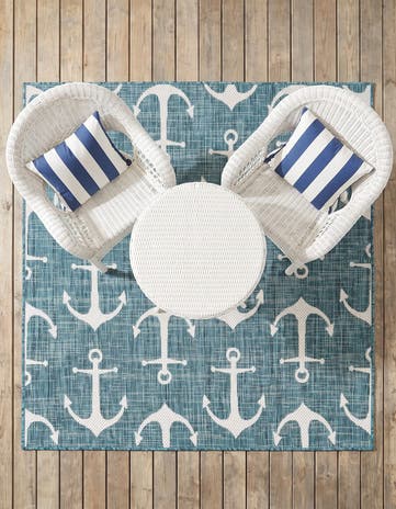 5' 3 x 5' 3 Easy-Clean Coastal Indoor / Outdoor Square Rug