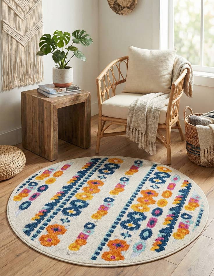 Detail image of 3' 3 x 3' 3  Washable Aruba Indoor / Outdoor Round Rug