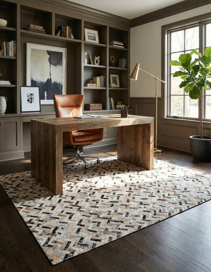 Detail image of 5' 3 x 7' 6 Cowhide Stocks Rug